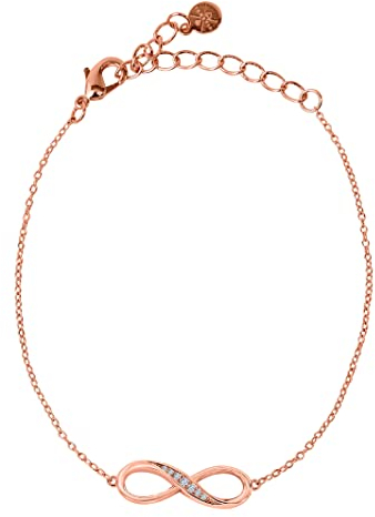 VIASOUL® Armband Infinity I Unendlichkeitszeichen Kette für Damen I Mit 585er Gold überzogen I Die Original Unendlichkeit Armkette (Rose)