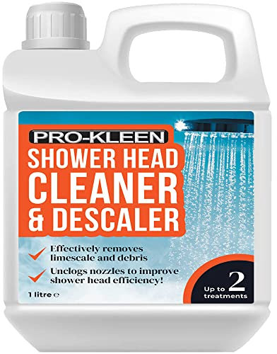 Pro-Kleen Shower Head Cleaner & Descaler - Deeply Cleans to Remove Dirt, Bacteria, Limescale, Grime and Debris - Prevents Legionella Bacteria - Easy to Use Formula (1 Litre)