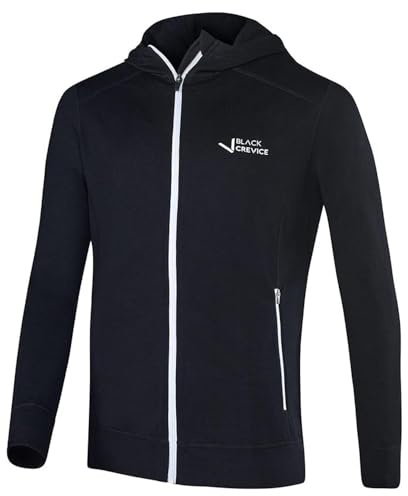 Black Crevice Herren Merino Kapuzenjacke I Hochwertige Merino-Jacke I Jacke für Herren aus 70% Merinowolle & 30% PES I Temperaturregulierender Merino-Hoodie I Merino-Pullover I Mulesingfrei