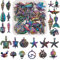 COGCHARGER Regenbogen-Legierung, großer Charm-Anhänger, Kreuz-Schädel-Anhänger, mehrfarbige Charms für Schmuck, Halsketten, Armbänder, Ohrringe, Basteln, Metall