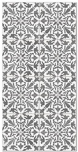 Panorama Tapis Vinyle du Sol Allée - Différentes Tailles - (Carreaux Ciments Géométrique Gris 60x200 cm)