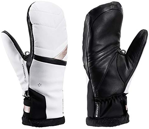 LEKI W Hs Snowfox 3 D Lady Mitt Weiß - Primaloft Stilvoller Warmer Damen Fäustling, Größe 6.5 - Farbe White - Gold