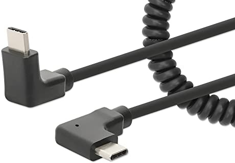 Manhattan Spiralkabel USB-C auf USB-C Ladekabel 1m schwarz