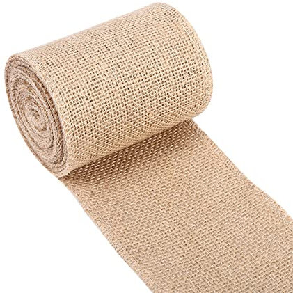 Chemin de Table en Toile de Jute Naturelle, Chemin de Table en Jute Rustique, Tissu en Rouleau de Toile de Jute à Bords Effilochés pour L'artisanat de Bricolage de Mariage Vintage(10cm*5m)
