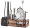 Etens 15-teiliges Barkeeper Set mit Holzständer – Edelstahl Boston Cocktail Shaker Set mit Messbecher, Sieben, Stößel & Bar Zubehör – Profi-Mixologie Cocktail Set Geschenk für Zuhause & Bar
