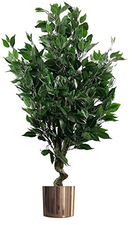 Leaf Realistic Artificial Ficus Tree with Planter, Mixed Materials, 110cm Evergreen Copper