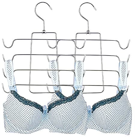 2 Stücke Kleiderbügel Metall, Multilayer Kleiderbügel, Kleiderbügel Platzsparend, Zusammenklappbar, für Tank Tops, Cami, BH, Badeanzug (Grau)