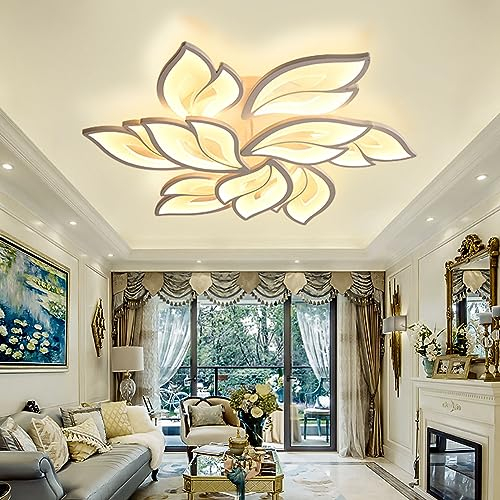 Sky angle LED Deckenleuchte Mit Fernbedienung Dimmbar Schlafzimmer Lampe, Kreative Blumenform Design Wohnzimmer Deckenlicht(9 Köpfe/Ø84cm/33.1in)