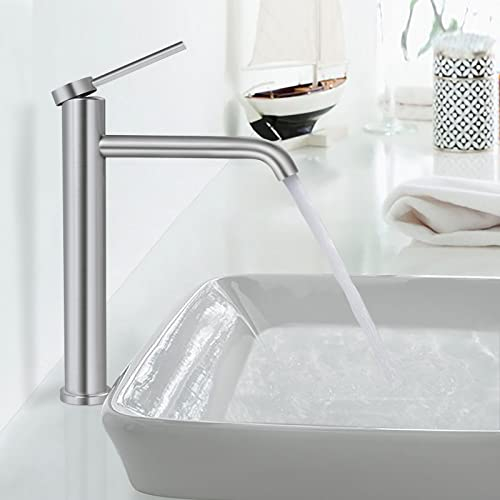 PHASAT Robinet de salle de bain, robinet d'évier à poser, robinet de lavabo haut, mitigeur monocommande PTMP01L