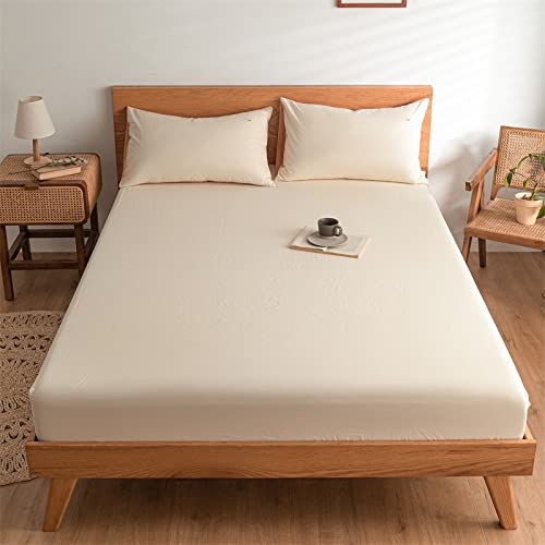 JIALIANG bettlaken boxspringbett Latex matratzenbezug 180x200+25cm Bettwäsche-Set aus Baumwoll-Polyester-Mischgewebe, Anti-Falten und atmungsaktivem Stück