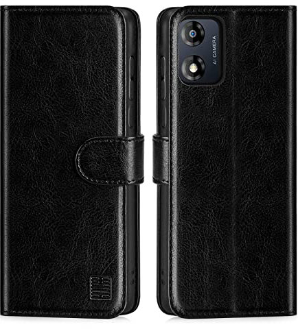 32nd Étui Portefeuille en Cuir PU Flip Coque pour Motorola Moto E13, Housse avec Blocage RFID Fentes CB, Fermeture Magnétique et Fonction de Support - Noir