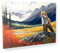 Sense Canvas Kunstdruck auf Leinwand, Motiv: Fuchs, Herbst-Berglandschaft 42, Heimdekoration, Wandkunst, Poster, Gemälde, groß, 40 x 30 / 1,9 cm