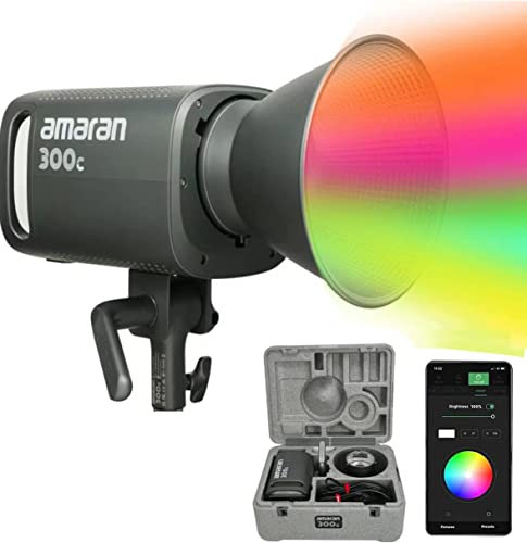 Aputure Amaran 300c RGBWW Vollfarb 300W Videoleuchte mit Bowens Mount Point Source LED Licht und 2500K bis 7500K CCT mit G/M-Anpassung DC/AC Netzteil Leiser Lüfter