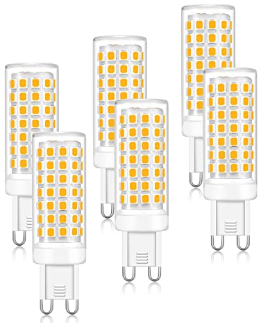 MADHEHAO 6er-Pack G9 LED Lampen – 10 W G9 LED Lampe, dimmbar, 3 Farben, 1000 lm, flimmerfrei – Energiesparlampe für Kronleuchter, Heimbeleuchtung, Dekoration und mehr