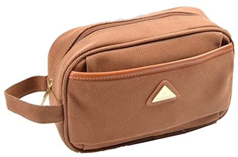 Reise-Kulturbeutel aus Kunstleder, A282, camel, M, Kulturbeutel