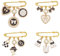 FINGERINSPIRE 4 Stück Modische Broschennadeln Mit Schleife Herz Tasche Und Nummer 5 Sicherheitsnadel Broschen Retro Legierung Emaille Goldene Anstecknadeln Perlenbroschen Für Frauen Hochzeits