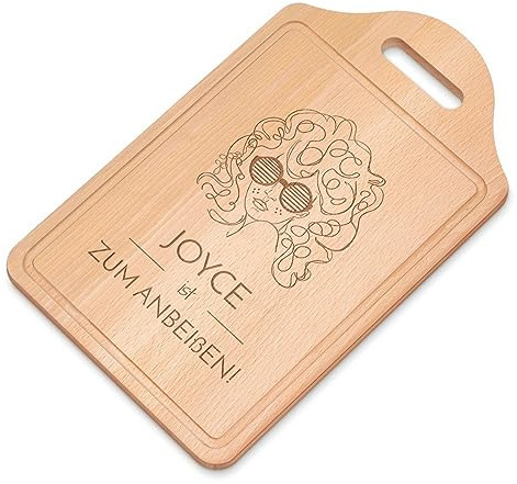 Maverton Schneidebrett mit Gravur - personalisiertes Küchenbrett aus Buchenholz - Küchenzubehör - rechteckiges Holzbrett mit Wunschmotiv für Frauen - Größe: 38x23 cm - Gesicht
