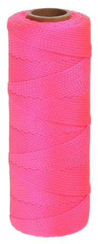 sourcing map Gedrehte Nylon-Maurerschnur, 1,5 mm x 500 Fuß, geflochtene Schnur zum Angeln, Gartenarbeiten, Basteln, Fluoreszierendes Rosa