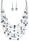 FULU AUTUMN Boho Mehrschichtige Perlenkette Damen Perlen Statement Kette und Ohrringe Set Modeschmuck für Mütter Frau Oma Mode Geschenke(Blue)