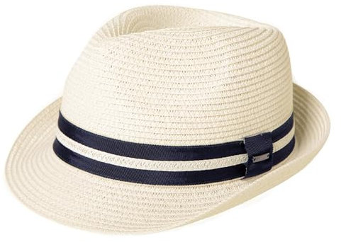 Comhats Sombreros unisex de paja para el sol de Panamá Fedora Trilby para hombres y mujeres, sombrero de playa estilo safari, plegable, XS-XXXL, 92551_blanco, S