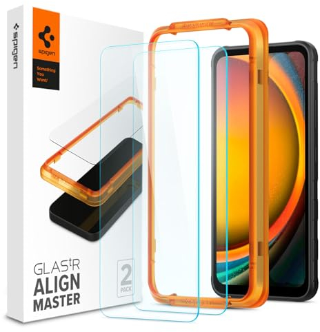 Spigen AlignMaster Vetro Temperato compatibile con Samsung Galaxy XCover 7, 2 Pezzi, Installazione Semplice con Cornice di Allineamento, Cristallino, Durezza 9H Pellicola prottetiva