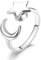 Anxiety Ring Spinner Ringe Damen Silber, Verstellbar Anti Stress Ring Mit Kristall Sterne und Mond Sonne Schmetterling für MäDchen Herren Geburtstags-Party-Geschenke,Stil E