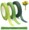 3 Rotoli Guttaperca Verde Adesiva per Fiori,30M x 12mm Nastro Fiorista Verde con 100 Gambo Floreale Filo,Nastri Floreali A Stelo,Nastro Floreale per Fiori,per Bouquet,Avvolgere Fiori,Corona Nozze