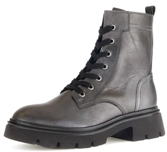 Gabor Damen Combat Boots, Frauen Stiefeletten,Best Fitting,warm,gefüttert,Stiefel,Bootee,Booties,halbstiefel,antiksilber,40 EU / 6.5 UK