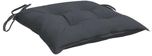 vidaXL Lot de 4 Coussins de Chaise, Galette de Siège avec Jeux de Cordes, Coussin d'Extérieur Imperméable, Anthracite 50x50x7 cm Tissu Oxford