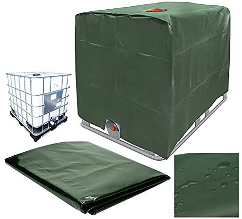 IBC Tank Abdeckung Cover,IBC Container Zubehör,Wassertank Uv-Schutzfolie 1000L/800L/600L,Wassertank Schutzabdeckung,Schutzplane Regenwassertank Behälter Schutzhaube Für Regentonnen (Grün-600L)