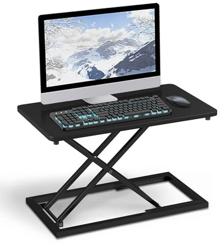 jxgzyy Standing Desk Converter Sit Stand desk Converter Workstation 34x60cm Height Adjustable Monitor Stand Platform Ergonomic X Frame Computer Desk Riser Laptop Stand for Monitor Laptop Home Office