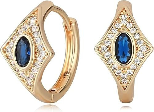 Jenosy 14K Vergoldet Goldene Ohrringe Damen Hoop Ohrringe mit Blau Cubic Zirconia Lightweight 925 Sterling Silber Goldschmuck Geschenke