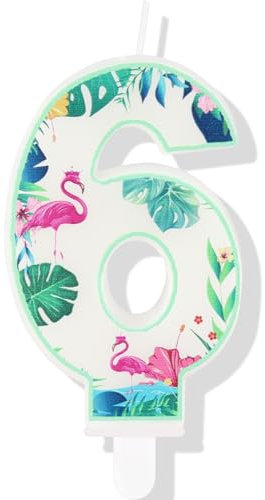 Flamingo-Kerzen zum 6. Geburtstag, Flamingo-Zahl 6, Kerzen für Kuchen, Hawaii-Kuchenaufsätze, Flamingo-Themen-Geburtstagstortendekorationen für Jungen, Mädchen, Kindergeburtstag, Hawaii-Partyzubehör
