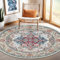 Nyescasa Runder Teppich 160 cm Vintage Boho Mandala Teppich Wohnzimmer Waschbar rutschfest Weich Kurzflor Runder Teppiche für Schlafzimmer Kinderzimmer Outdoor, Beige Blau Rot