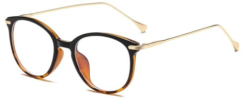 LJCZKA Blaulichtfilter Brille Damen Herren Runde Blaulichtbrille Computerbrille Gaming Brille Anti Augenbelastung Anti Müdigkeit Bildschirmbrille