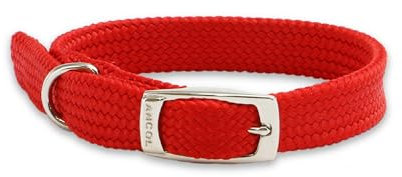 Ancol Made From Dog Softweave Collar in Red - Comfortable Pet Accessory - Small Medium Large Puppy Neckband - Size 1