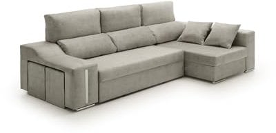Velare | Sofa Chaise Longue Cama con Arcón y Puff Giuliana Gris Derecha