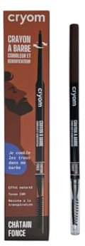 CRYOM - Crayon à barbe, double embout (mine rétractable + brossette de précision) CHÂTAIN FONCÉ
