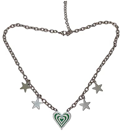 CYILPR Halskette, Punk, ästhetische Kette, Stern-Halskette, modischer Herz-Anhänger, Halskette, Damen, Egirl-Schmuck, Gothic-Accessoire, süßer, cooler Choker, Metall