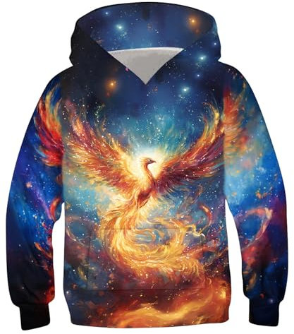 Dounpum Jungen Mädchen Kapuzenpullover 3D Phönix Druck Kinder Hoodie Lustig Hoodie 6-7 Jahre