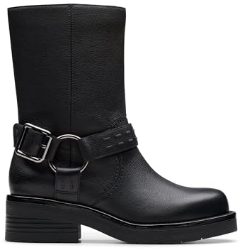 Clarks - Rebelle Up Black Leather - Biker Boots - mit herausnehmbarem Contour-Cushion-Fußbett