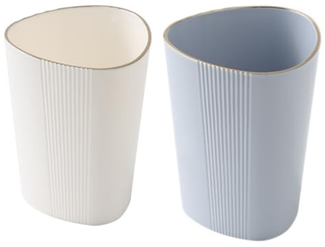 2 Stück Zahnputzbecher Kunststoff, Dreieckiger Leichter Luxus Zahnbürstenhalter Ohne Bohren, Zahnputzbecher Set mit Großer Kapazität, für Haushalts und Reisen - 350 ml (Blau und Weiß)