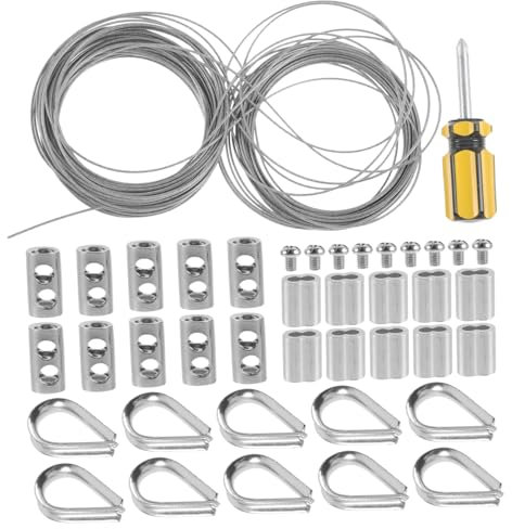 Gatuida 30 M Edelstahl-drahtseil-lichterkettenklemme Einfach Zu Installierendes Set Für Gartenbalkon-innendekor