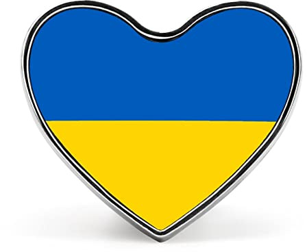 Drapeau de l'Ukraine Badge en forme de cœur Badge en métal Bouton décoratif Broche Épingles à revers