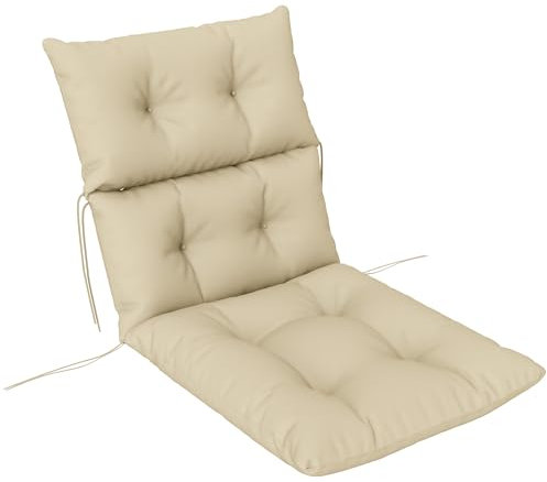 Outsunny Sitzkissen, 115x56 cm Stuhlkissen mit Bindebänder, Rückenlehne, 10cm dick Polsterauflage, wasserabweisend Sitzpolster für Haus, Garten, Büro, Stühle, Beige