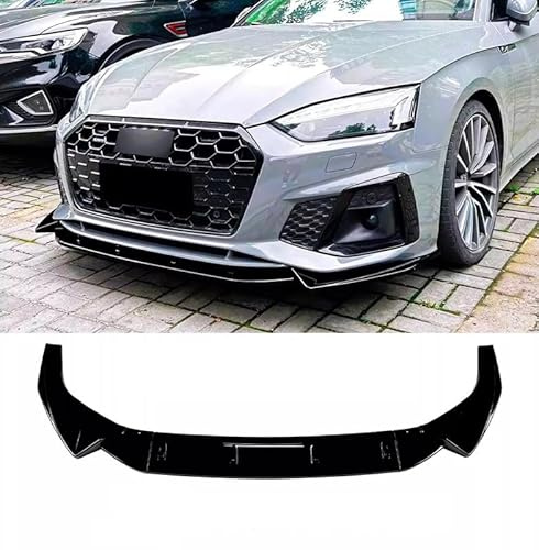For Auto Perfectionists UK Front Splitter Spoiler Lip Compatible With Audi A5 S5 S Line B9.5 2021-2024 ABS Gloss Black