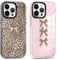RUMDEY 2 Pack Cute Cheetah Print Phone Case for iPhone 14 Pro Pink Bow Case 6.1, Clear Coquette Fashion Luxury Leopard Pattern Design Girls Women Funda Shockproof Soft TPU Protection Cover