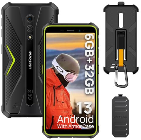 Ulefone Armor X12 Rugged Smartphone Android 13 Go, 6GB + 32GB/256GB Espandibile IP69 Telefono Indistruttibile con 4860 mAh, 13MP+8MP 5,45 HD +, IP68K Impermeabile 4G Dual SIM Phone, NFC/OTG/GPS/Nero