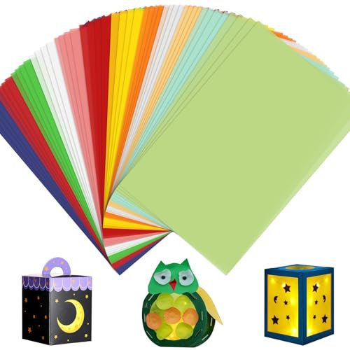 LPZMPZ 48 Blatt Transparentpapier Bunt Tonpapier Bunt Pergamentpapier zum Bedrucken, Laternenzuschnitte Transparentpapier, 12 Farben, zum Basteln DIY Scrapbooking Verpackung