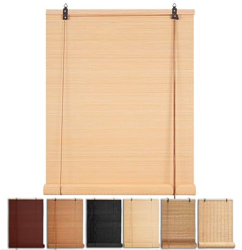 Générique Store Venitien Bois Naturel, Store à Rouleau en Bambou Naturel Respirant/écologique, Rideau Bambou Exterieur pour Balcon/Jardin/Intérieur/Extérieur